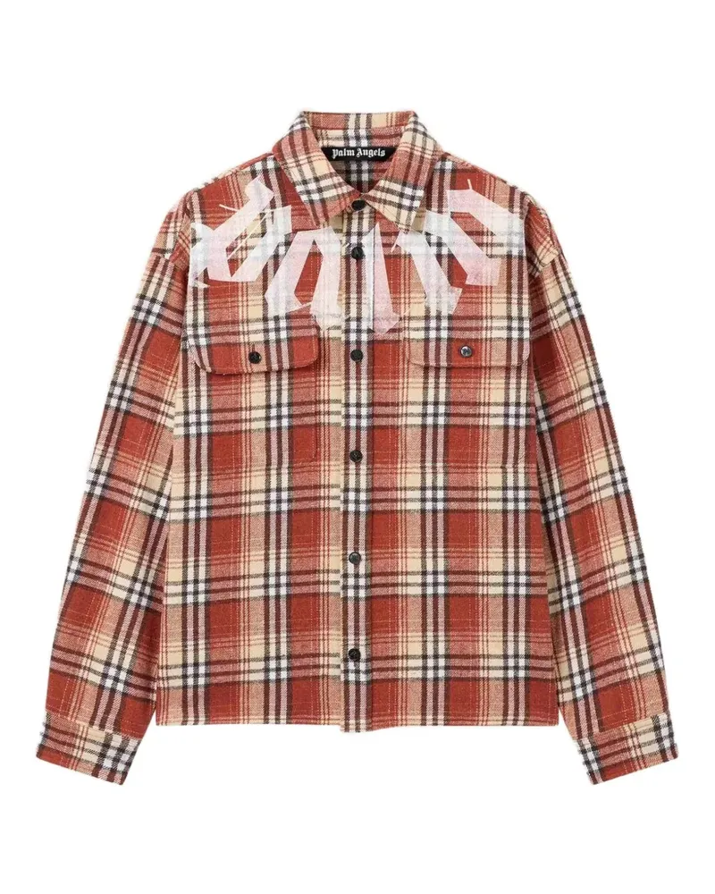Palm Angels Karierte Jacke mit Logo-Print - Rot Rot