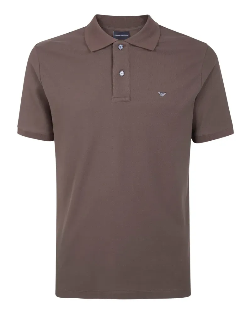 Emporio Armani Poloshirt mit Logo-Schild - Braun Braun