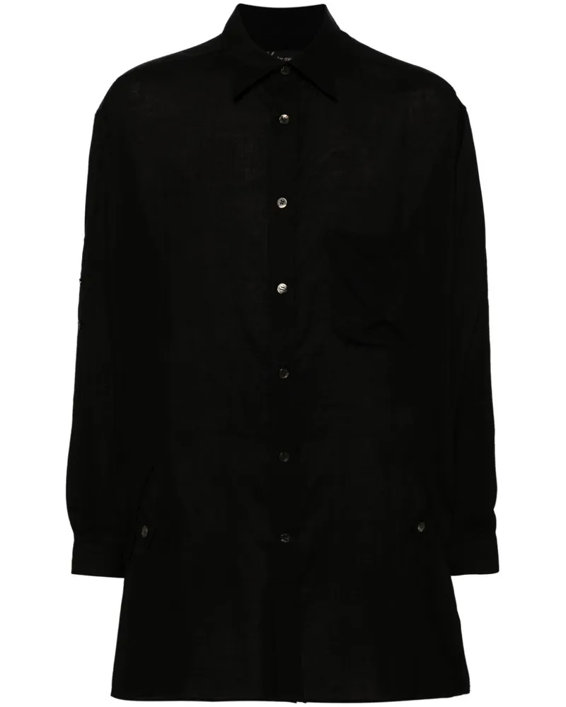 Yohji Yamamoto Hemd mit langem Schnitt - Schwarz Schwarz