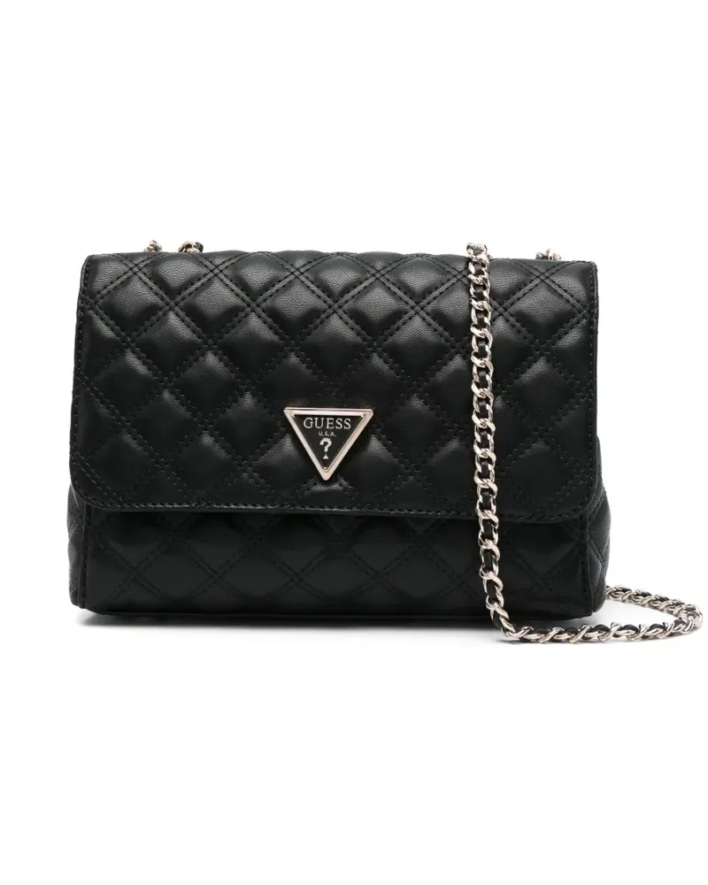 Guess Schultertasche mit Logo-Schild - Schwarz Schwarz