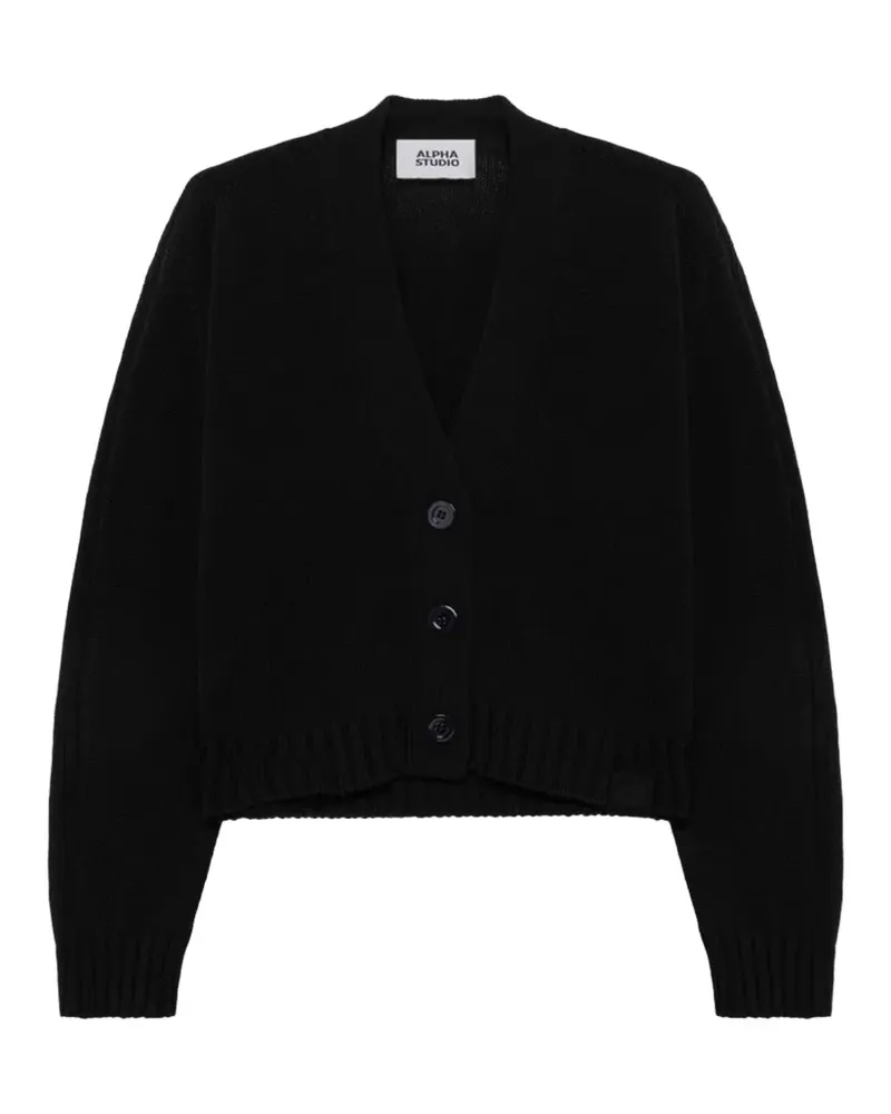 Alpha Studio button v-neck cardigan - Schwarz Schwarz