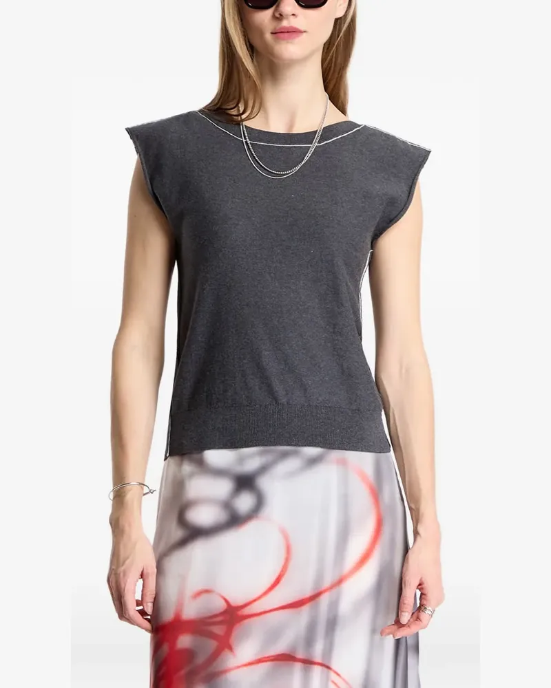 Maison Margiela logo-patch short-sleeved top - Grau Grau