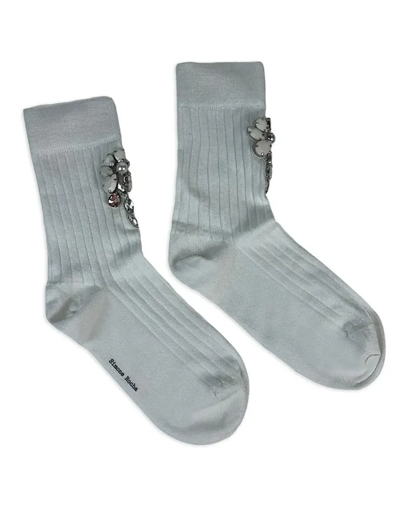 Simone Rocha Poppy crystal-embellished ribbed socks - Blau Blau