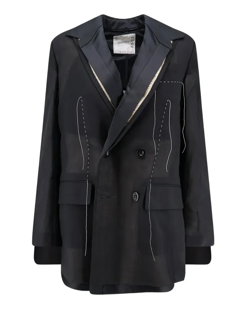 Sacai pleated blazer - Schwarz Schwarz