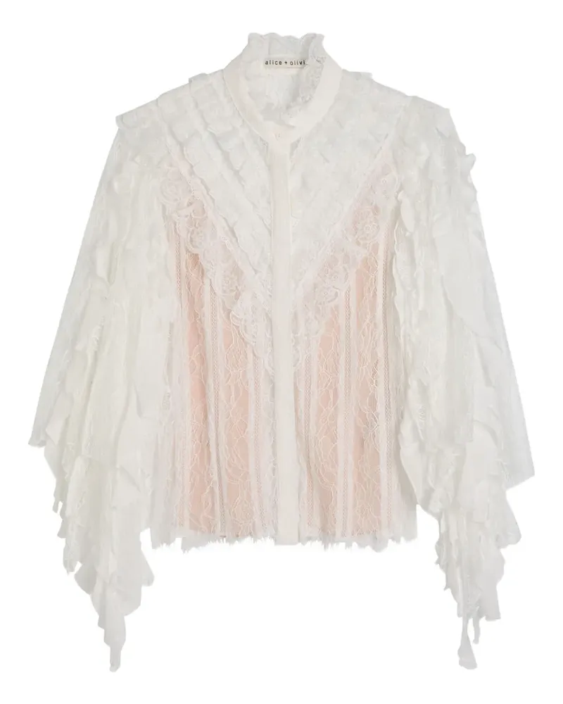 Alice + Olivia Rheba ruffled lace blouse - Weiß Weiß