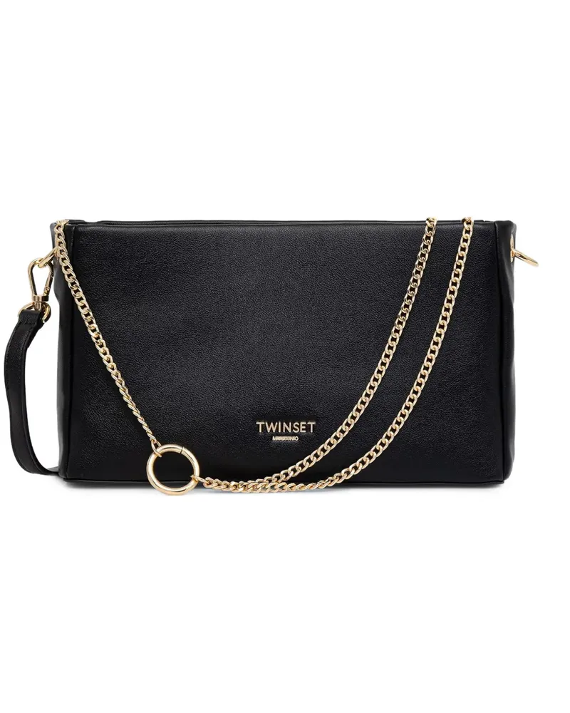 Twin-Set Schultertasche mit Kettenriemen - Schwarz Schwarz