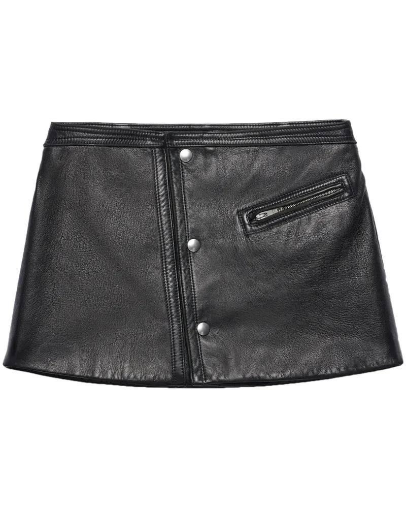 Prada Kurzer Lederrock - Schwarz Schwarz