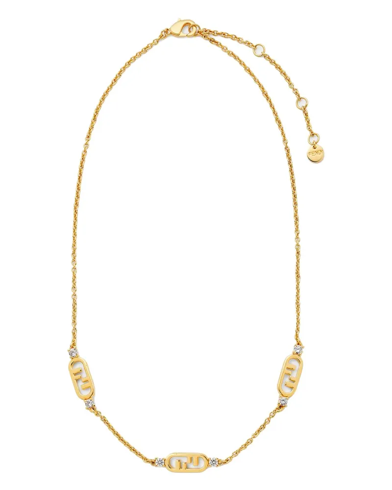 Fendi O'Lock logo-detail crystal necklace - Gold Gold