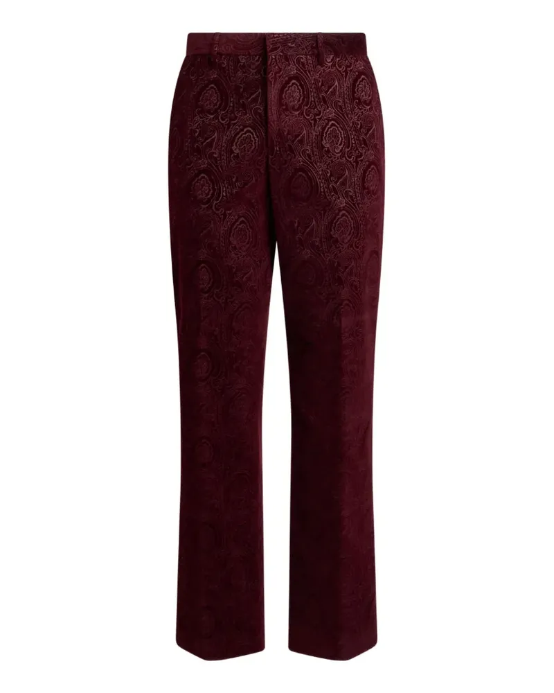 Etro Baumwollsamthose mit Arnica-Motiv und geradem Bein - Rot Rot
