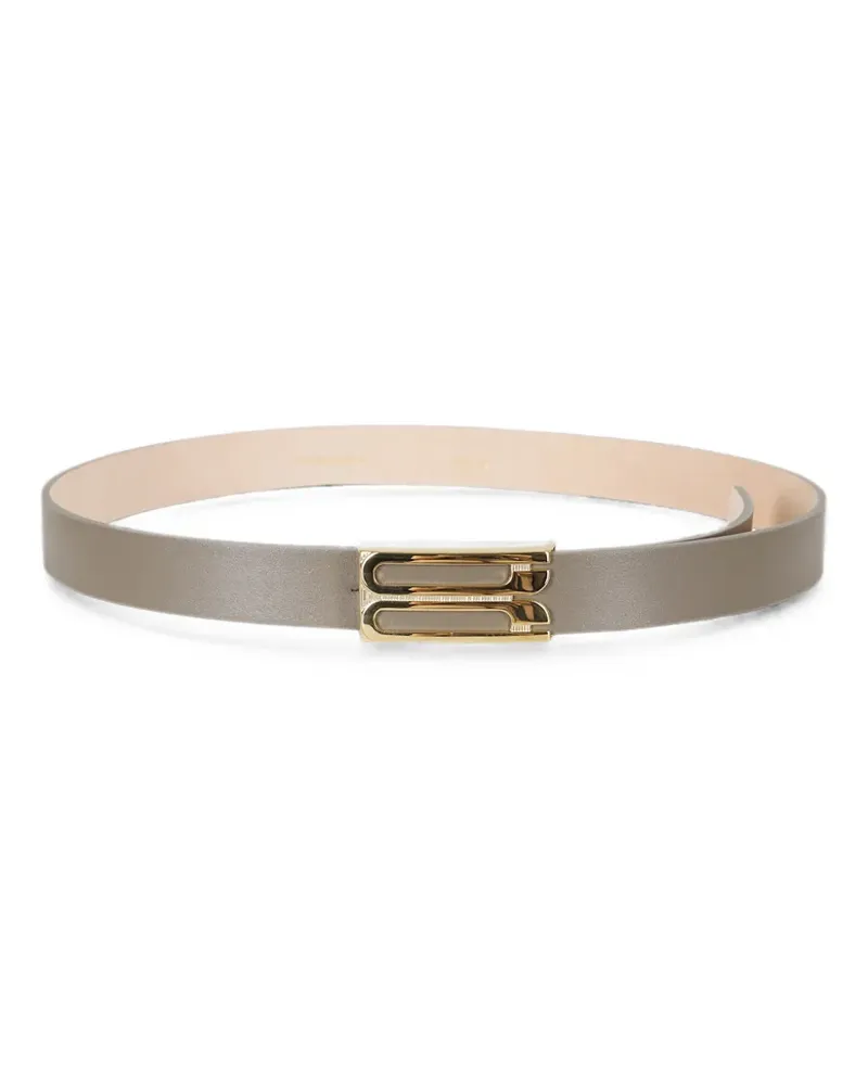 Victoria Beckham logo-plaque leather belt - Grau Grau