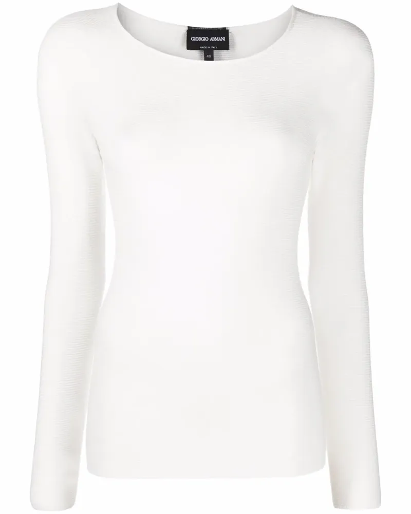 Giorgio Armani Gerippter Pullover - Weiß Weiß