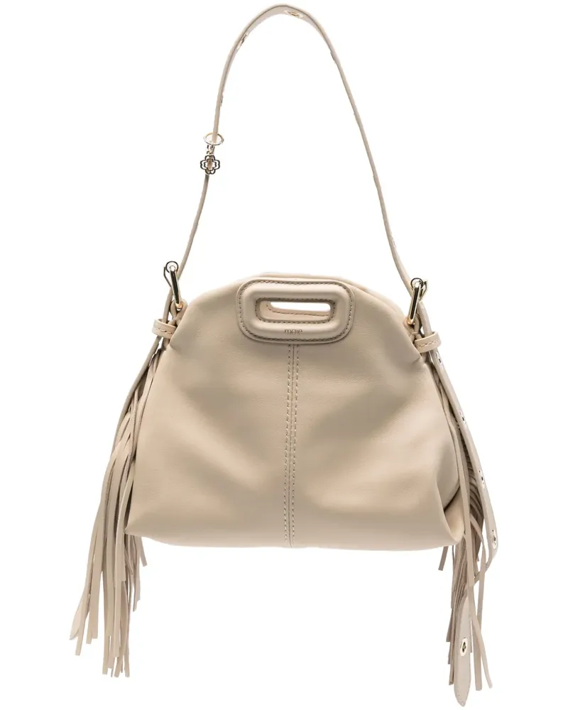 Maje Mini Miss M Schultertasche mit Fransen - Nude Nude