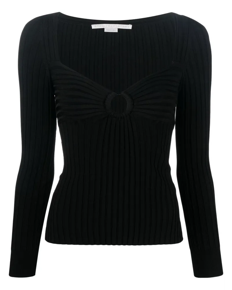 Stella McCartney Geripptes Strickoberteil mit Cut-Out - Schwarz Schwarz