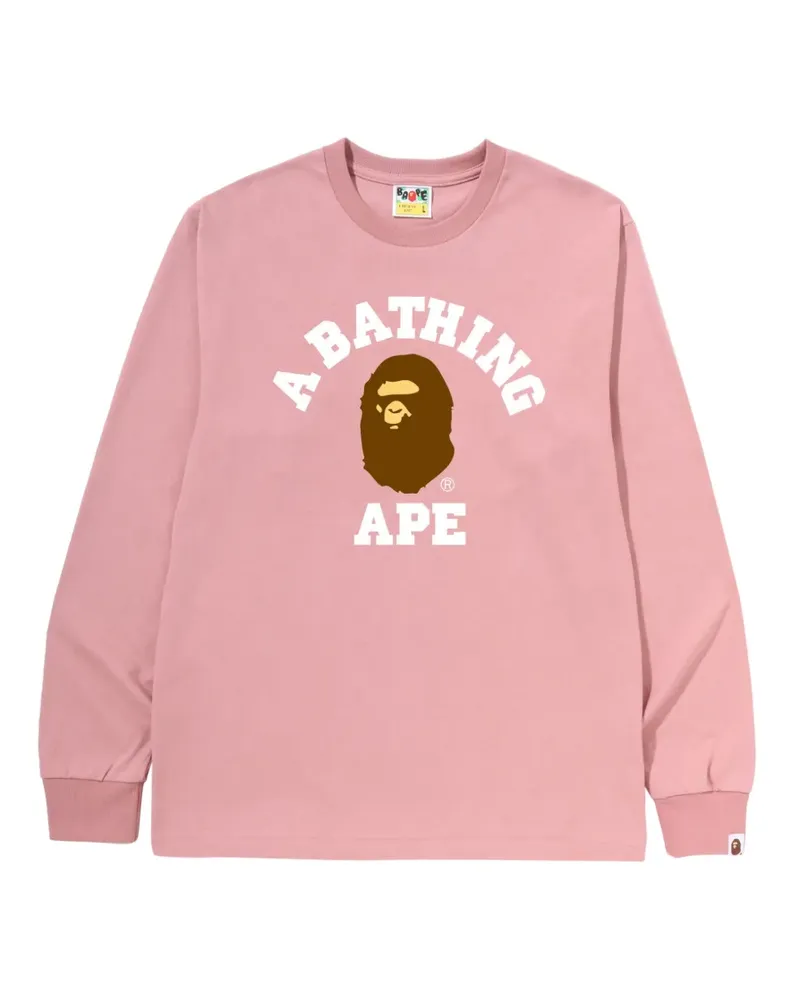 BAPE logo-print long-sleeve T-shirt - Rosa Rosa