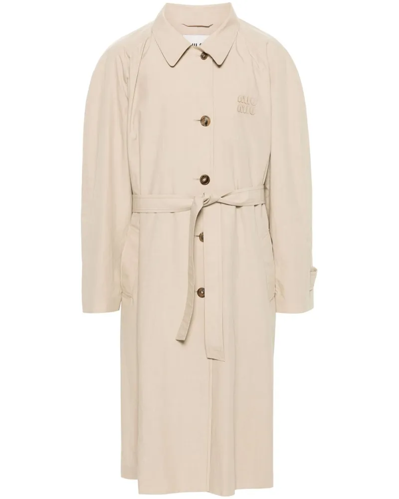 Miu Miu Mantel mit Logo-Applikation - Nude Nude