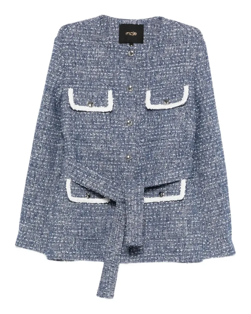Maje Tweed-Jacke mit Knopfleiste - Blau Blau