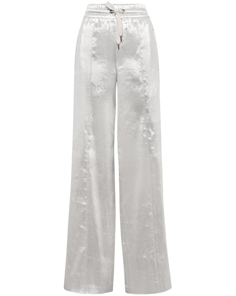 Brunello Cucinelli Wide-Leg-Hose in Metallic-Optik - Grau Grau