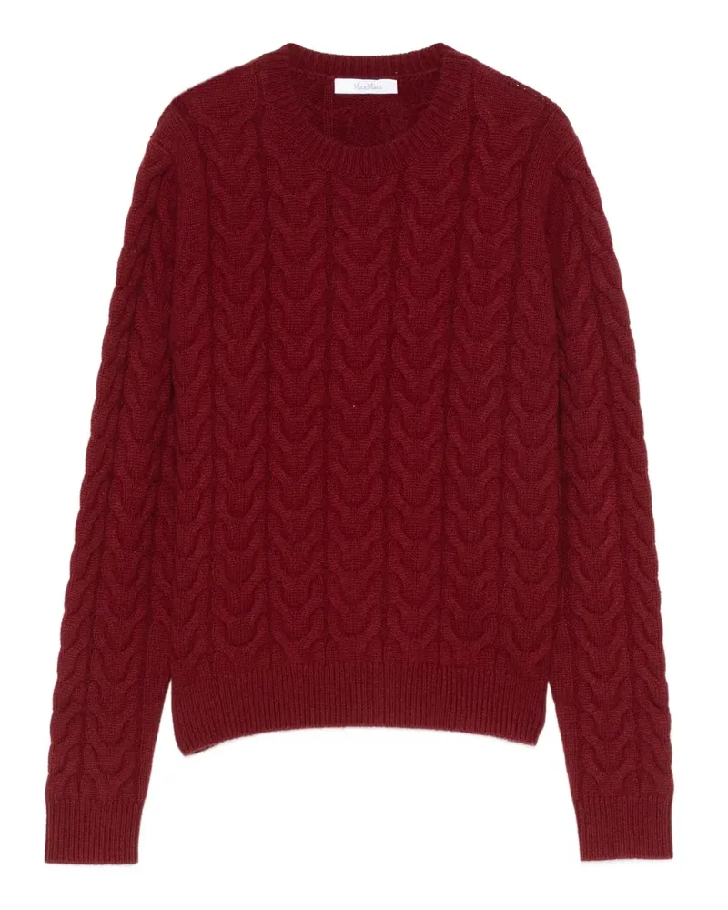 Max Mara Kaschmirpullover mit Zopfmuster - Rot Rot