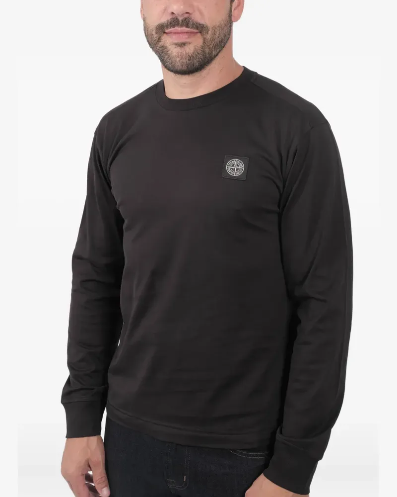 Stone Island Klassisches Langarmshirt - Schwarz Schwarz