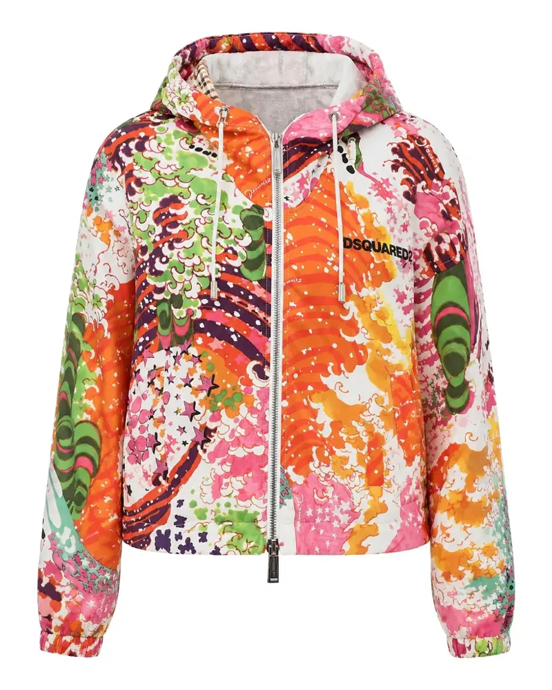 Dsquared2 patterned hooded jacket - Weiß Weiß