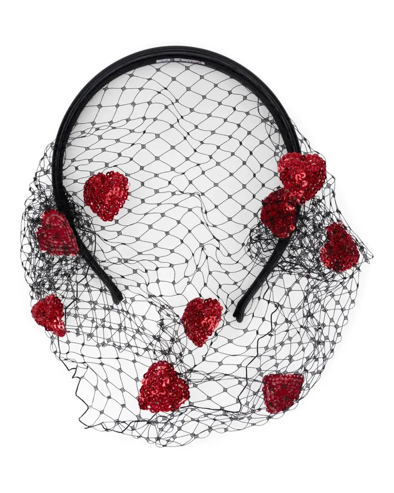 RED Valentino Mesh-Haarreif mit Pailletten - Schwarz Schwarz