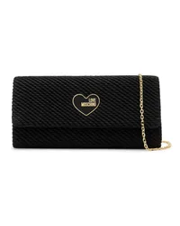 Moschino Clutch mit Logo-Schild Schwarz