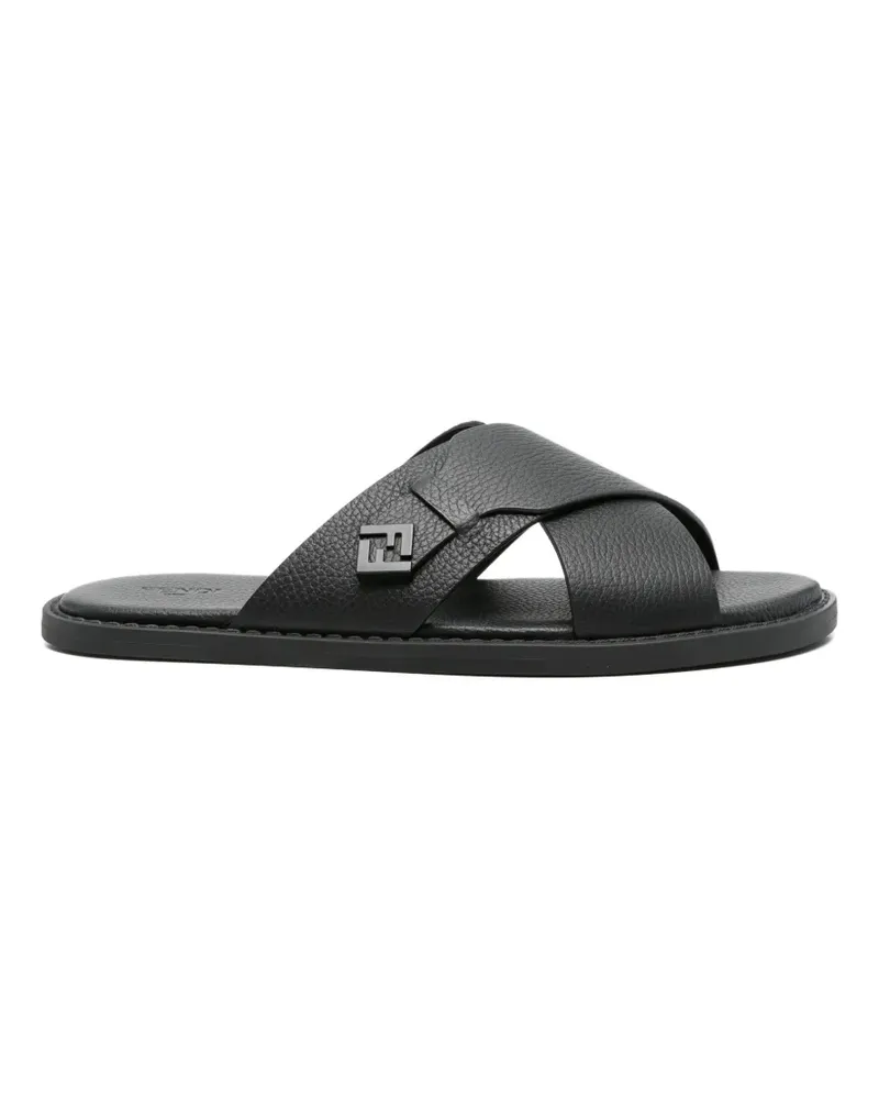 Fendi FF-logo crossover-strap sandals - Schwarz Schwarz