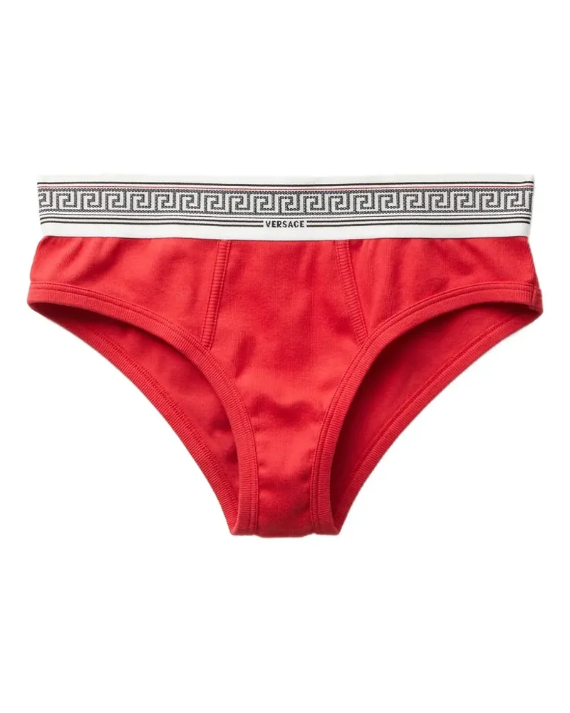 Versace Gerippter Slip aus Baumwolljersey - Rot Rot