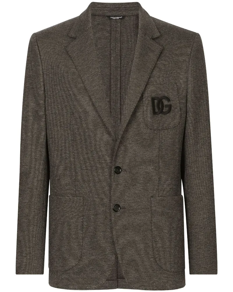 Dolce & Gabbana DG Essentials Sakko mit Logo-Stickerei - Braun Braun