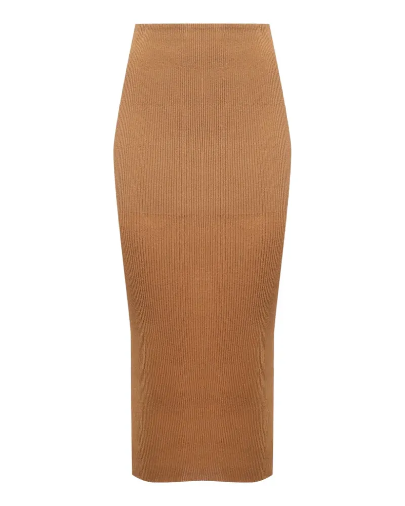 Alberta Ferretti ribbed-knit skirt - Nude Nude