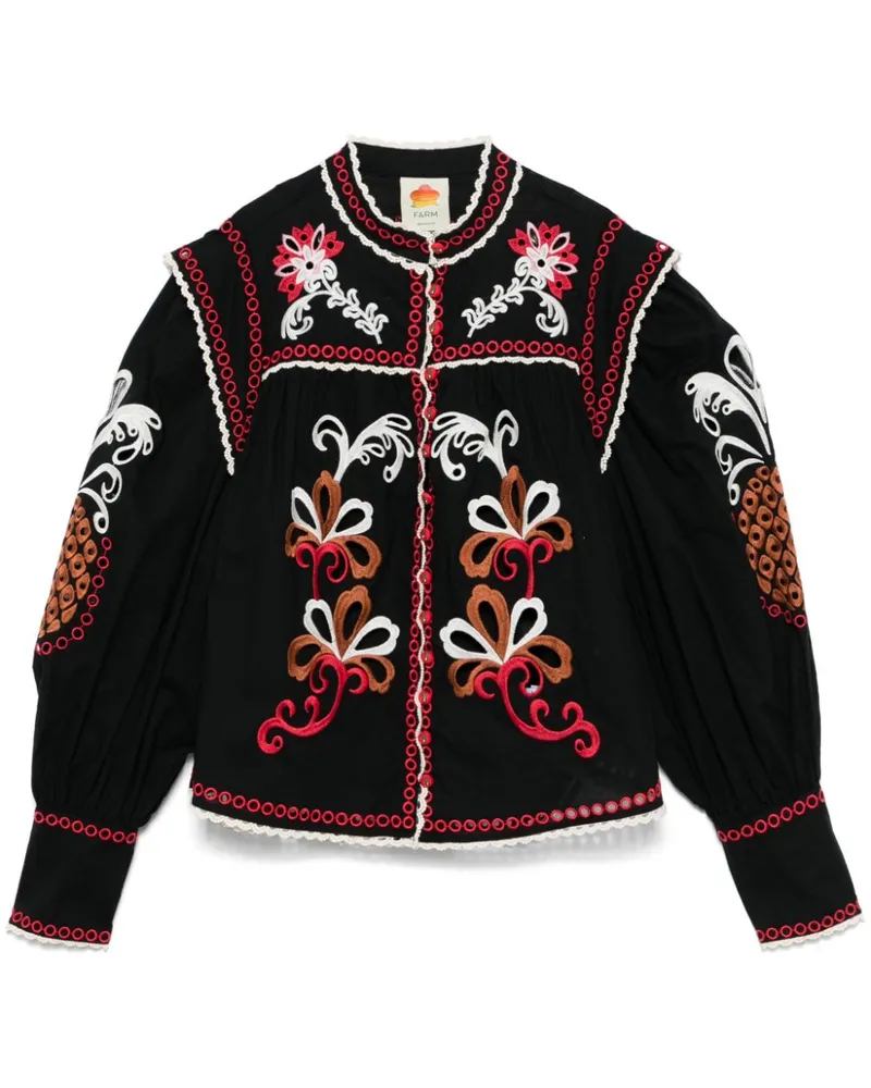 FARM Rio Mandala Richilieu Bluse - Schwarz Schwarz