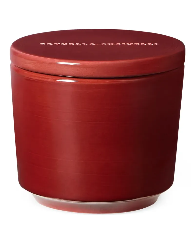 Brunello Cucinelli Maxi Duftkerze in Craquelé Keramikgefäß mit Deckel - Rot Rot