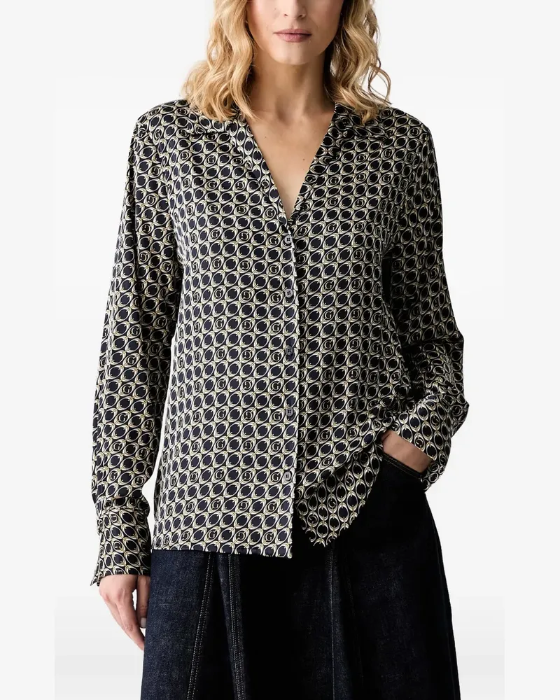 Guess monogram-print long-sleeve blouse - Schwarz Schwarz