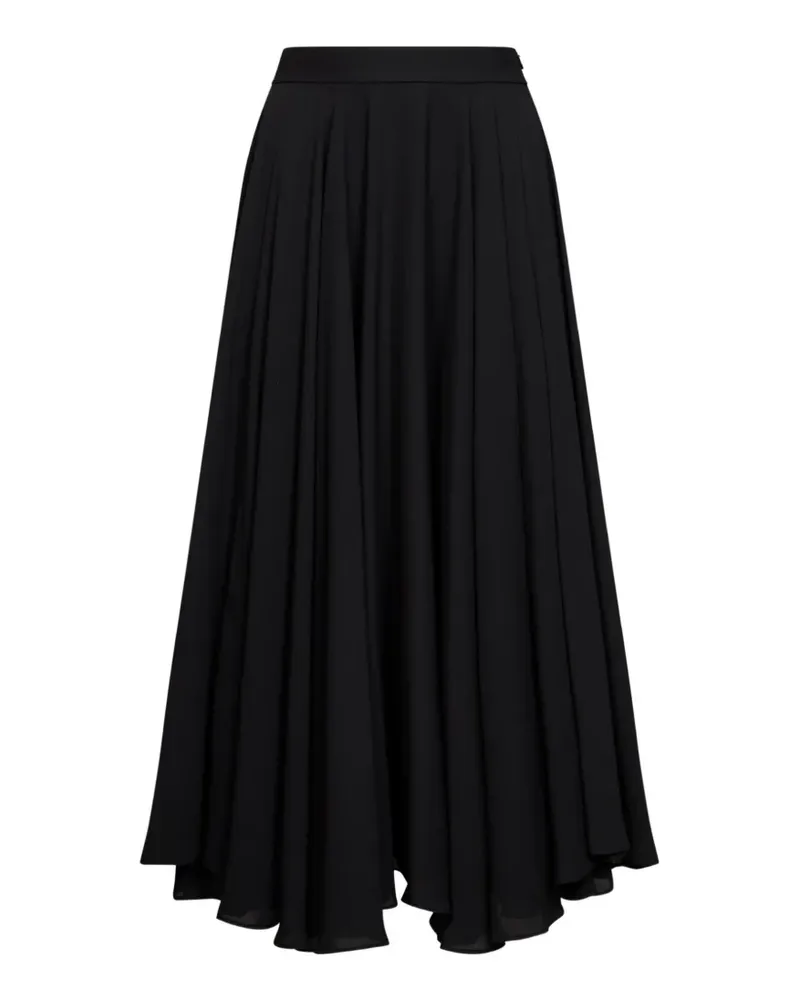 Blanca Asymmetrischer Midirock mit Falten - Schwarz Schwarz