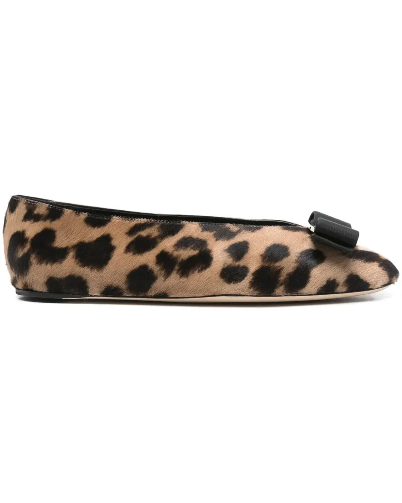 Ferragamo Ballerinas mit Leoparden-Print - Braun Braun