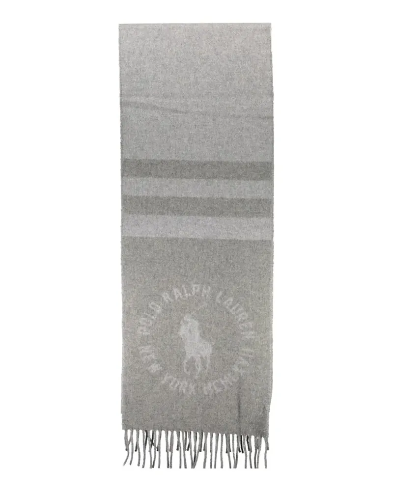 Ralph Lauren Gestreifter Schal mit Logo - Grau Grau