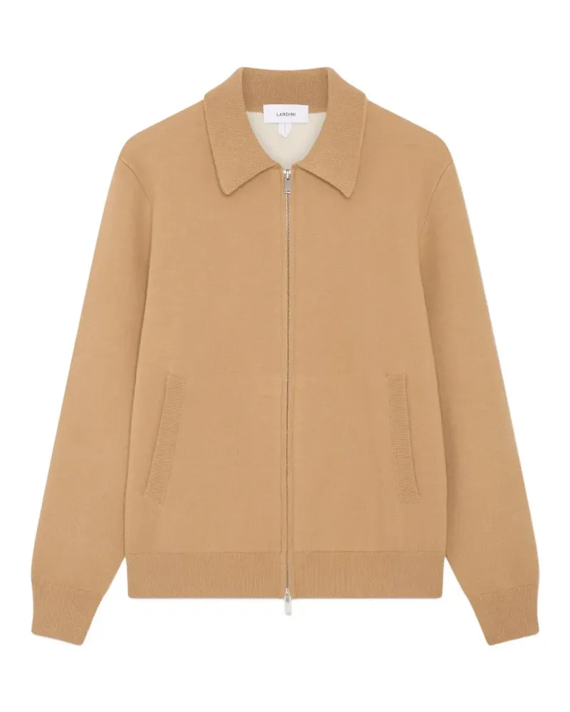 LARDINI zip-up knitted bomber jacket - Nude Nude