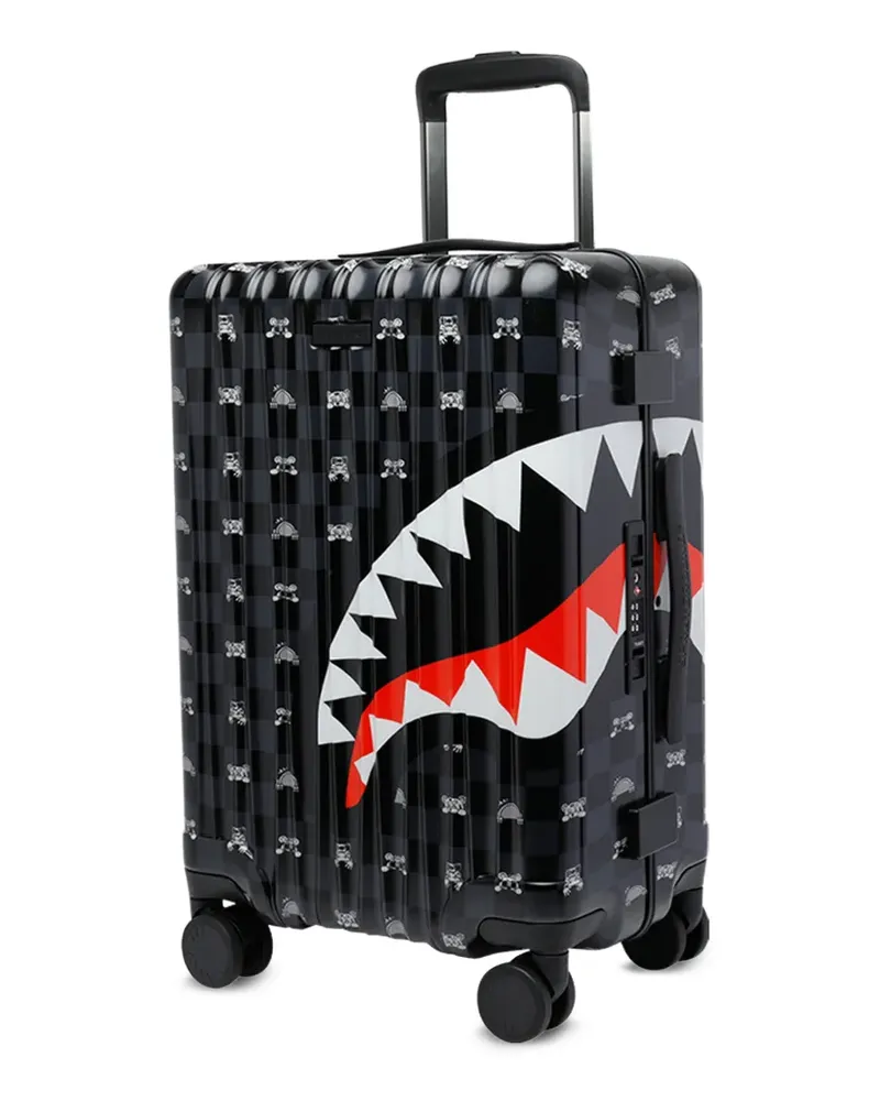 Sprayground shark-print checkered suitcase - Grau Grau