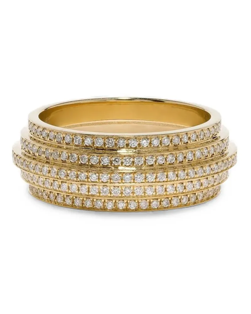 AZLEE Stair Case diamond ring - Gold Gold
