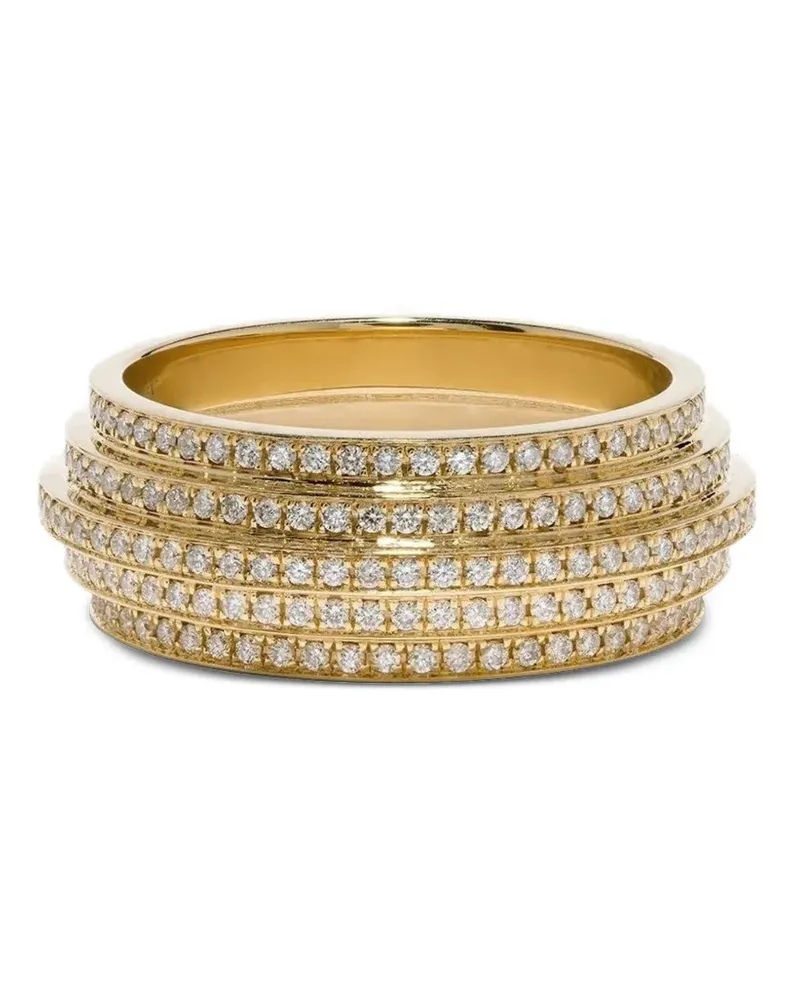 AZLEE Stair Case Ring mit Diamant - Gold Gold