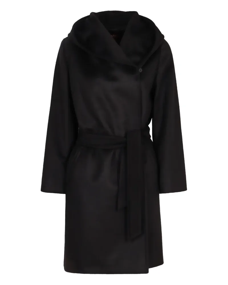 Max Mara Newmang Kapuzenmantel mit Gürtel - Schwarz Schwarz