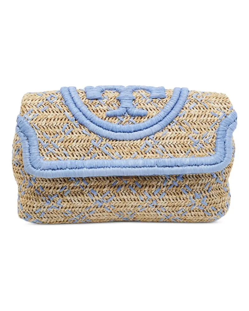 Tory Burch Fleming Clutch in Flechtoptik - Nude Nude