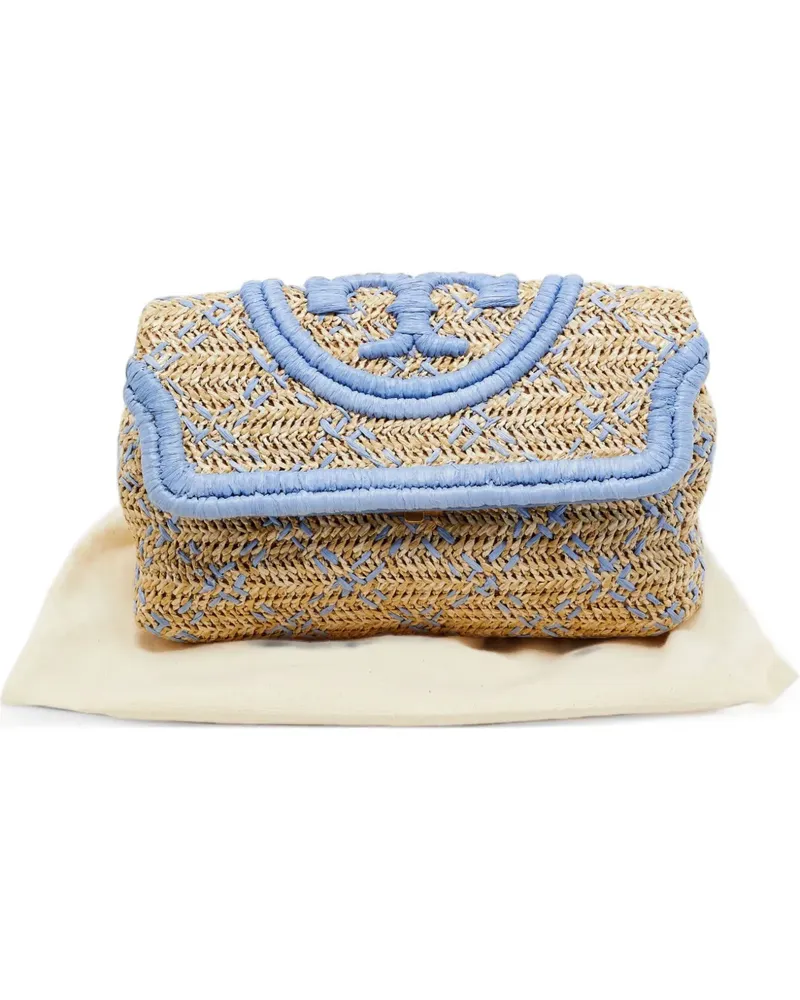 Tory Burch Fleming Clutch in Flechtoptik - Nude Nude