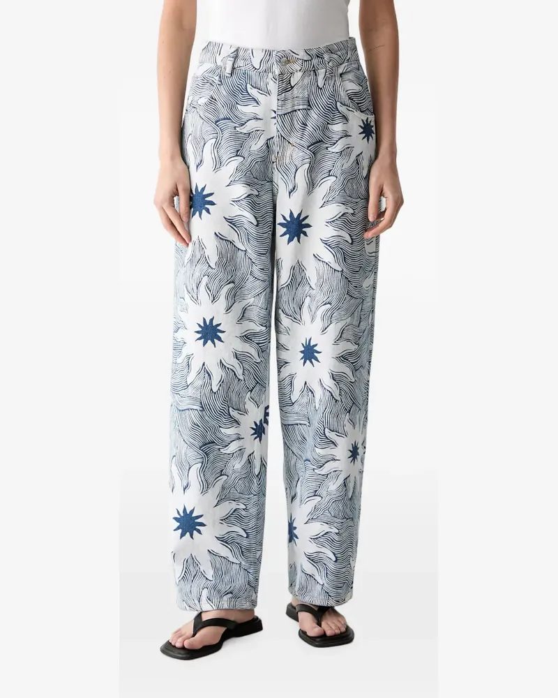 Never Fully Dressed sun-print jeans - Weiß Weiß