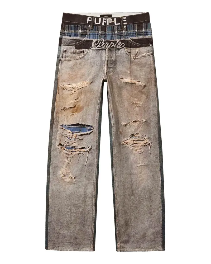 PURPLE BRAND Trompe L'oeil Boxer Jeans im Distressed-Look - Blau Blau
