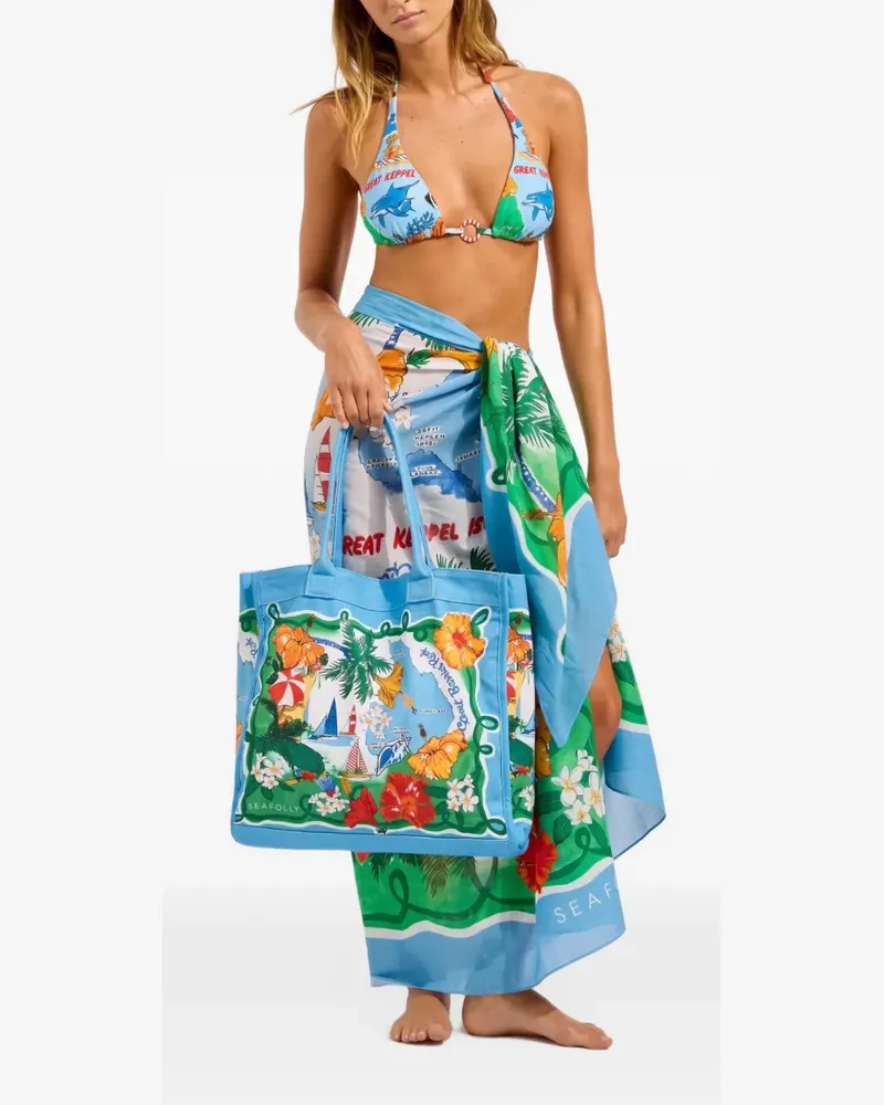 Seafolly Australia Viva Vacation Tote Bag mit Print - Blau Blau