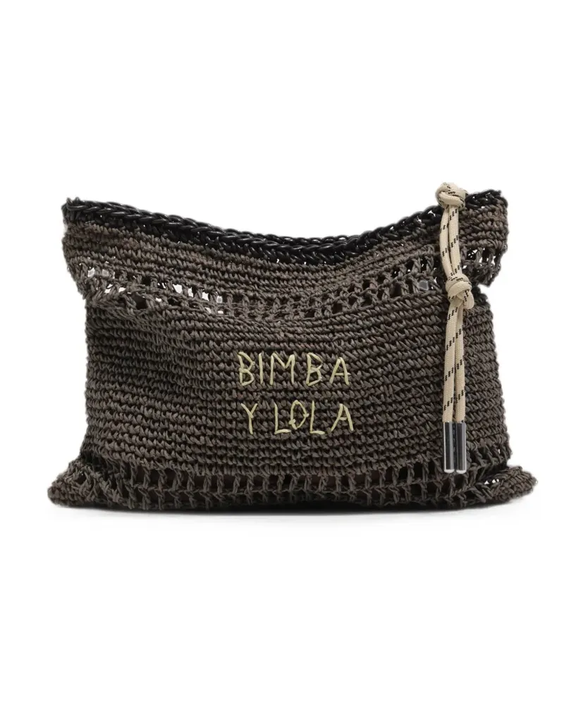 BIMBA Y LOLA Mittelgroße Chocolate Handtasche mit Raffiabast-Effekt - Braun Braun