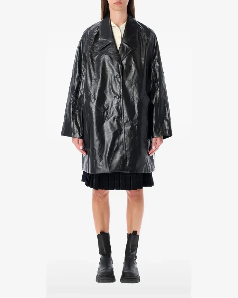 LOW CLASSIC single-breasted faux-leather coat - Schwarz Schwarz