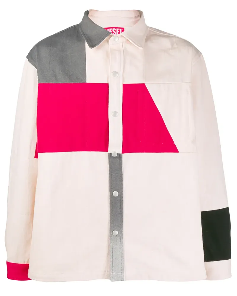 Diesel Hemdjacke in Colour-Block-Optik - Nude Nude