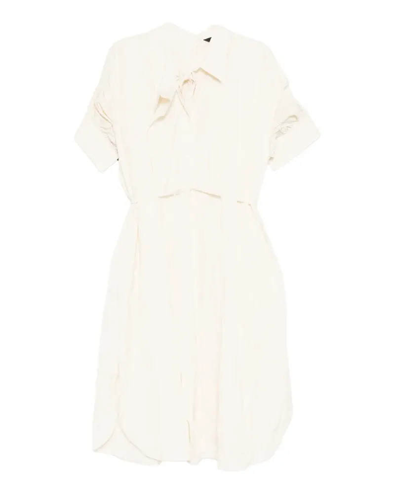 JUUN.J bow-detail ruched-sleeve dress - Nude Nude